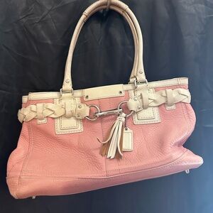 Coach Pink and Cream Leather Shoulder Bag